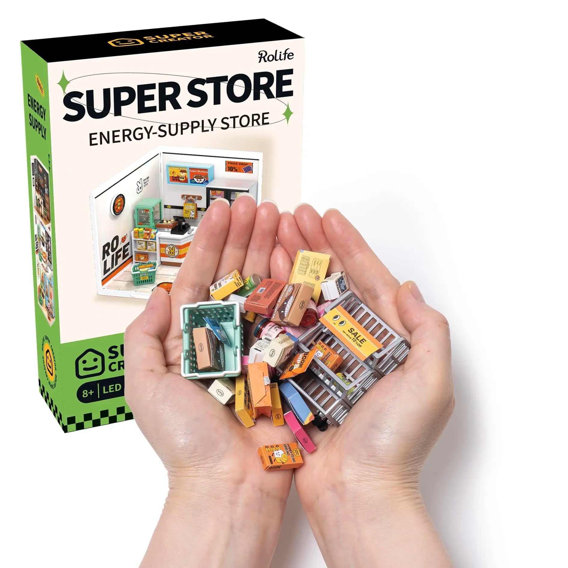 Robotime Rolife Super Creat Plastic DIY Miniature House Cafe Energy Supply Store Funny Toys Building Block Sets for Kids DW003 - silverfoxgoods