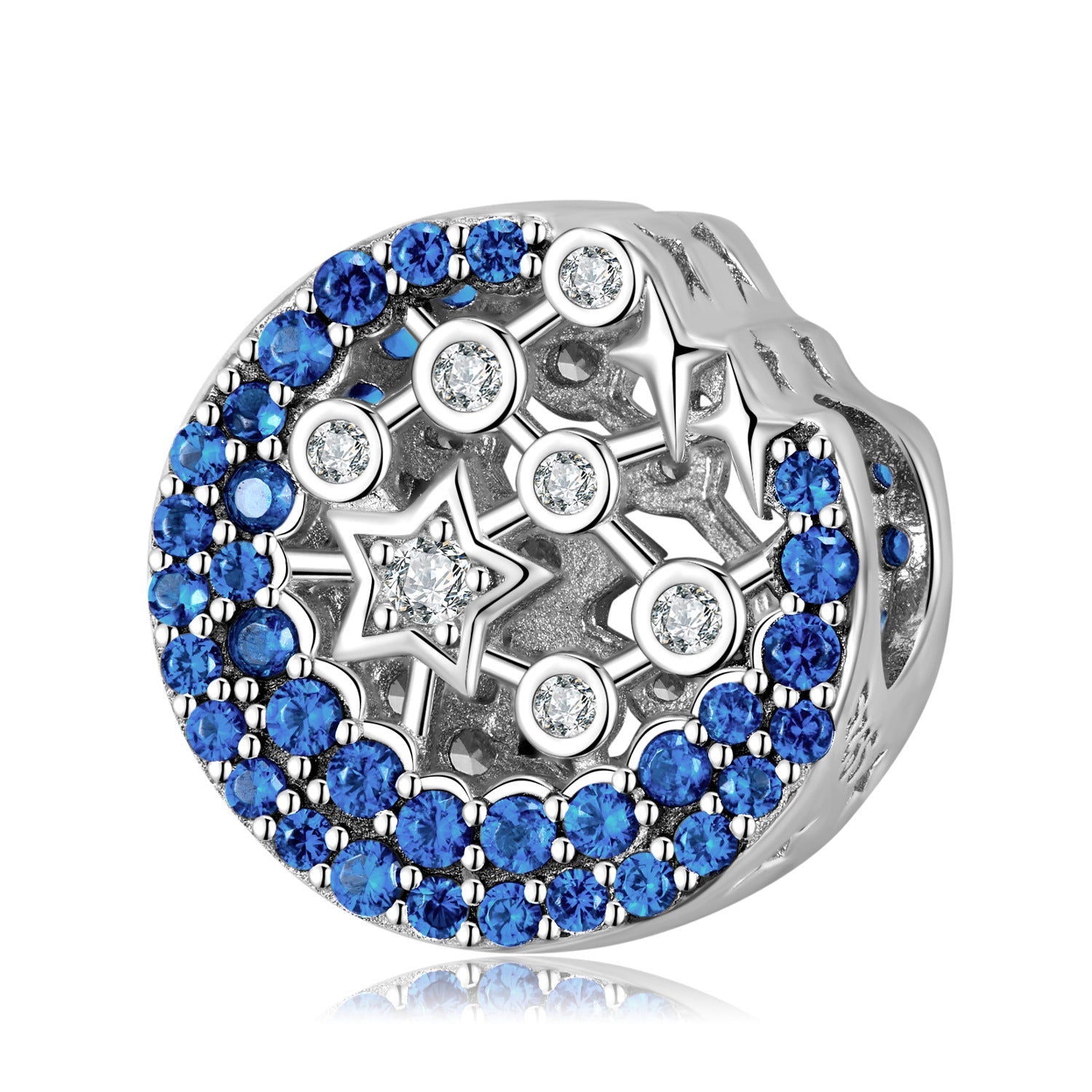 Shining Blue Moon Beads S925 Sterling Silver Zirconium Oxide Necklace Bracelet Diy Accessories - silverfoxgoods