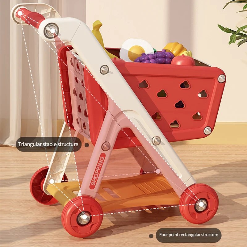 Shopping cart toy baby small trolley children play house fruit cut cut music kitchen supermarket men and girls - silverfoxgoods