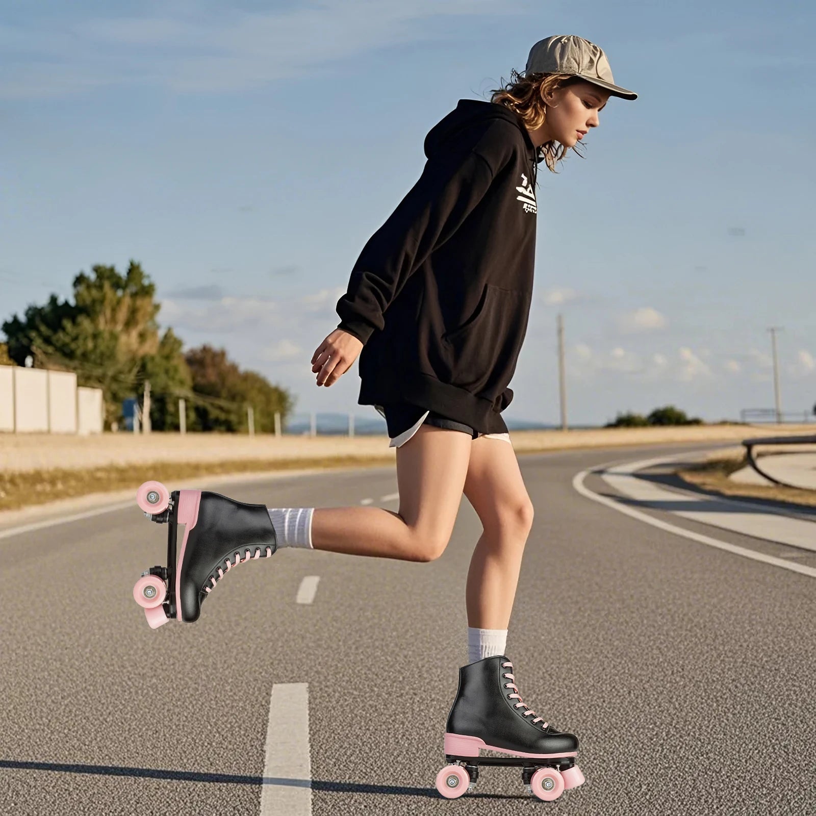 Size 35 - 40 Flashing Roller Skates For Women Double Row Quad Skate Shoes 4 Wheels Sneakers Adult Outdoor Skating Training 2025 - silverfoxgoods