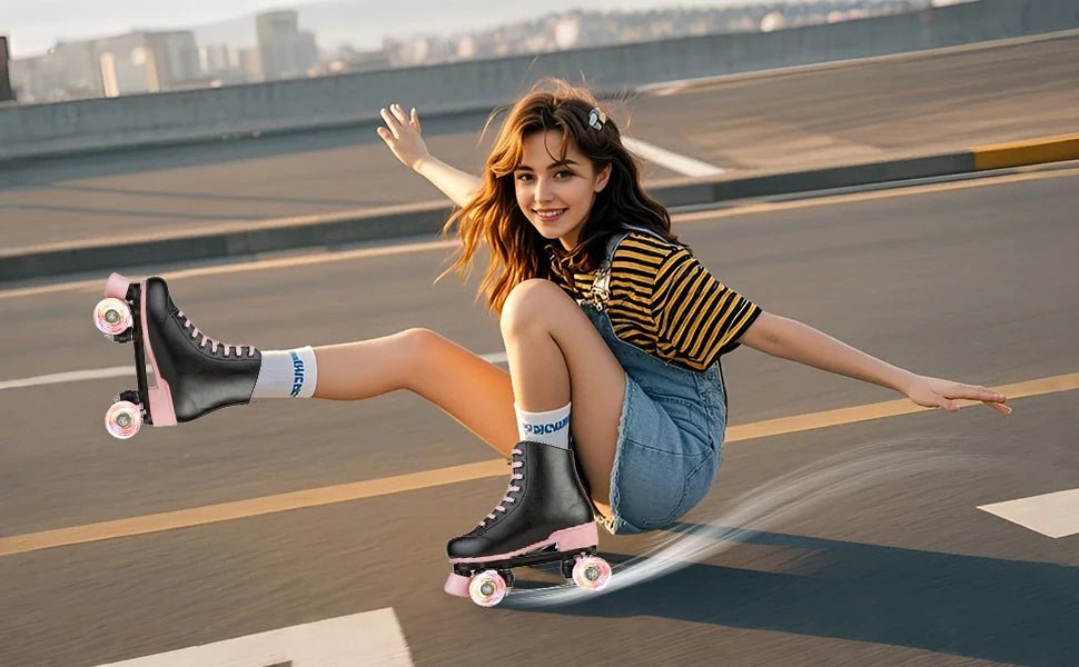 Size 35 - 40 Flashing Roller Skates For Women Double Row Quad Skate Shoes 4 Wheels Sneakers Adult Outdoor Skating Training 2025 - silverfoxgoods