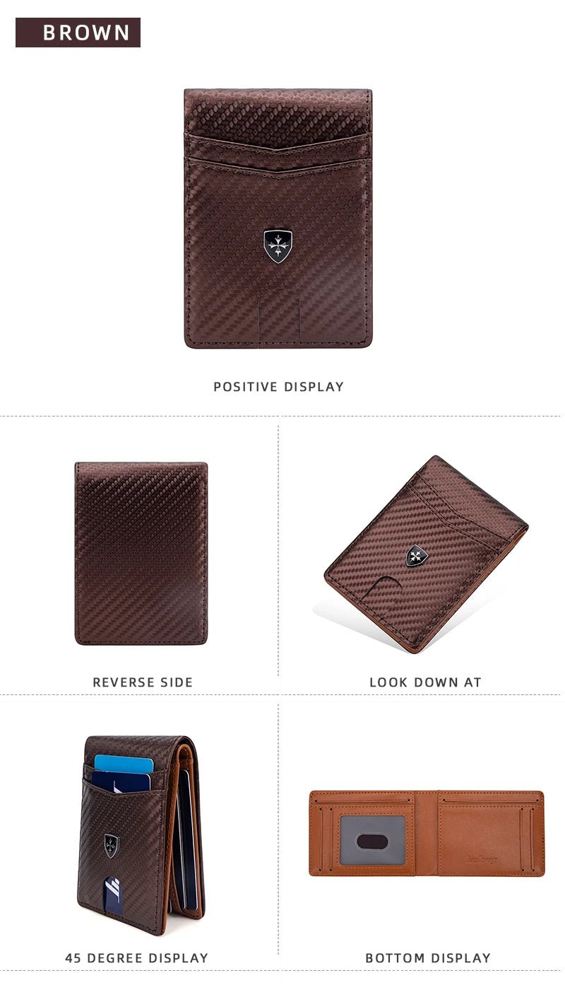 Slim Wallet for Men Leather Money Clip Men's Wallets RFID Blocking Front Pocket Bifold - silverfoxgoods