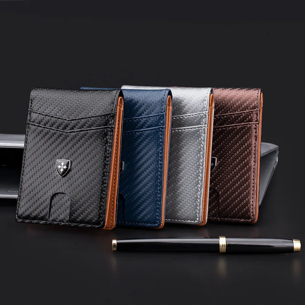 Slim Wallet for Men Leather Money Clip Men's Wallets RFID Blocking Front Pocket Bifold - silverfoxgoods