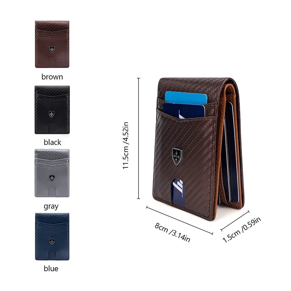 Slim Wallet for Men Leather Money Clip Men's Wallets RFID Blocking Front Pocket Bifold - silverfoxgoods