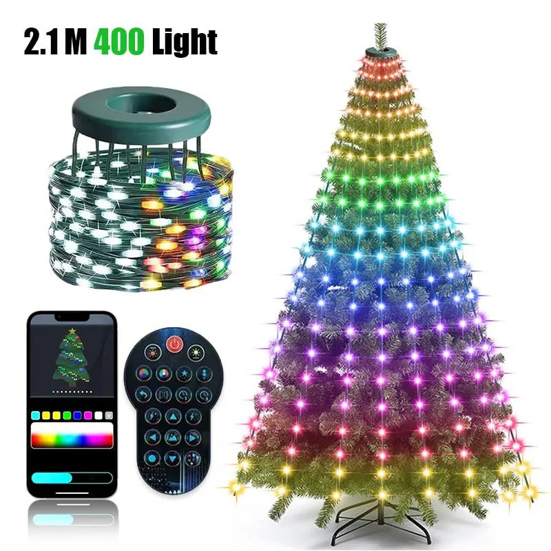 Smart Christmas Tree 2.1M – 400 LED RGB Fairy Lights with Remote & App Control - silverfoxgoods