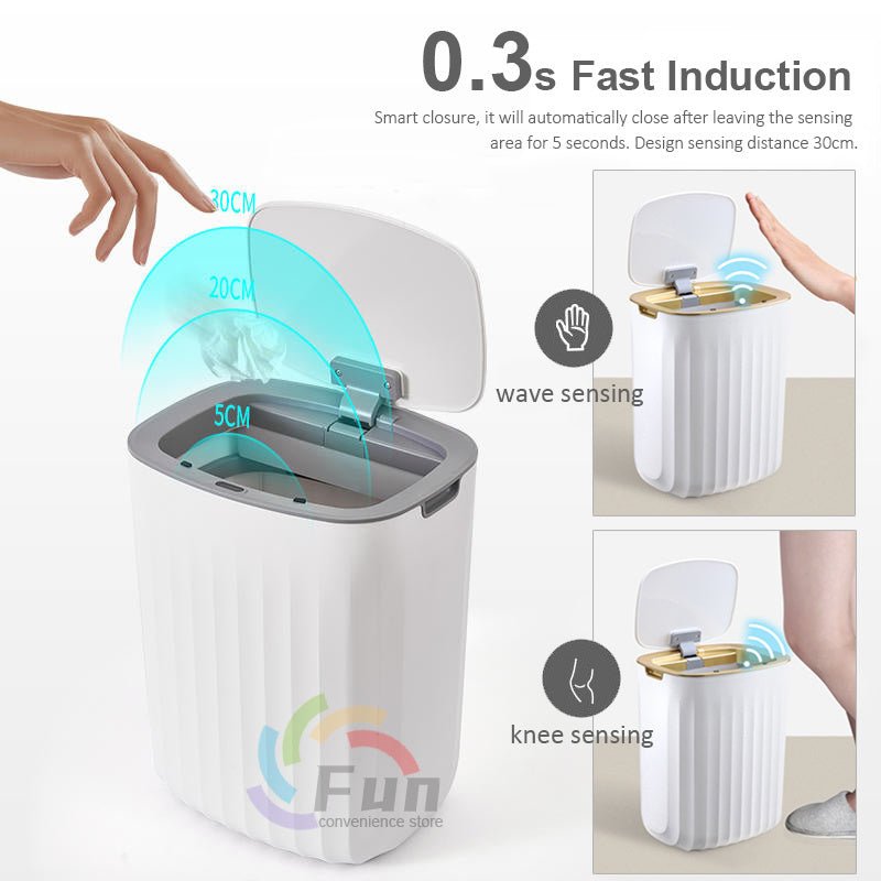 Automatic Smart Trash Can with Lid for Bedroom & Living Room - silverfoxgoods
