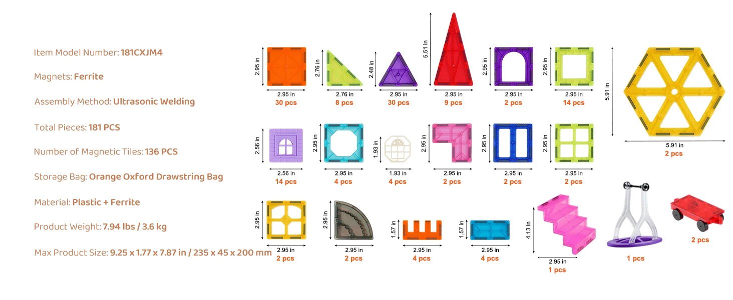 SucceBuy Magnetic Tiles Set - Educational Montessori Toys for Kids - silverfoxgoods