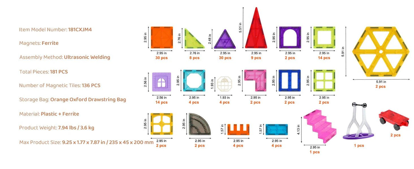 SucceBuy Magnetic Tiles Set - Educational Montessori Toys for Kids - silverfoxgoods