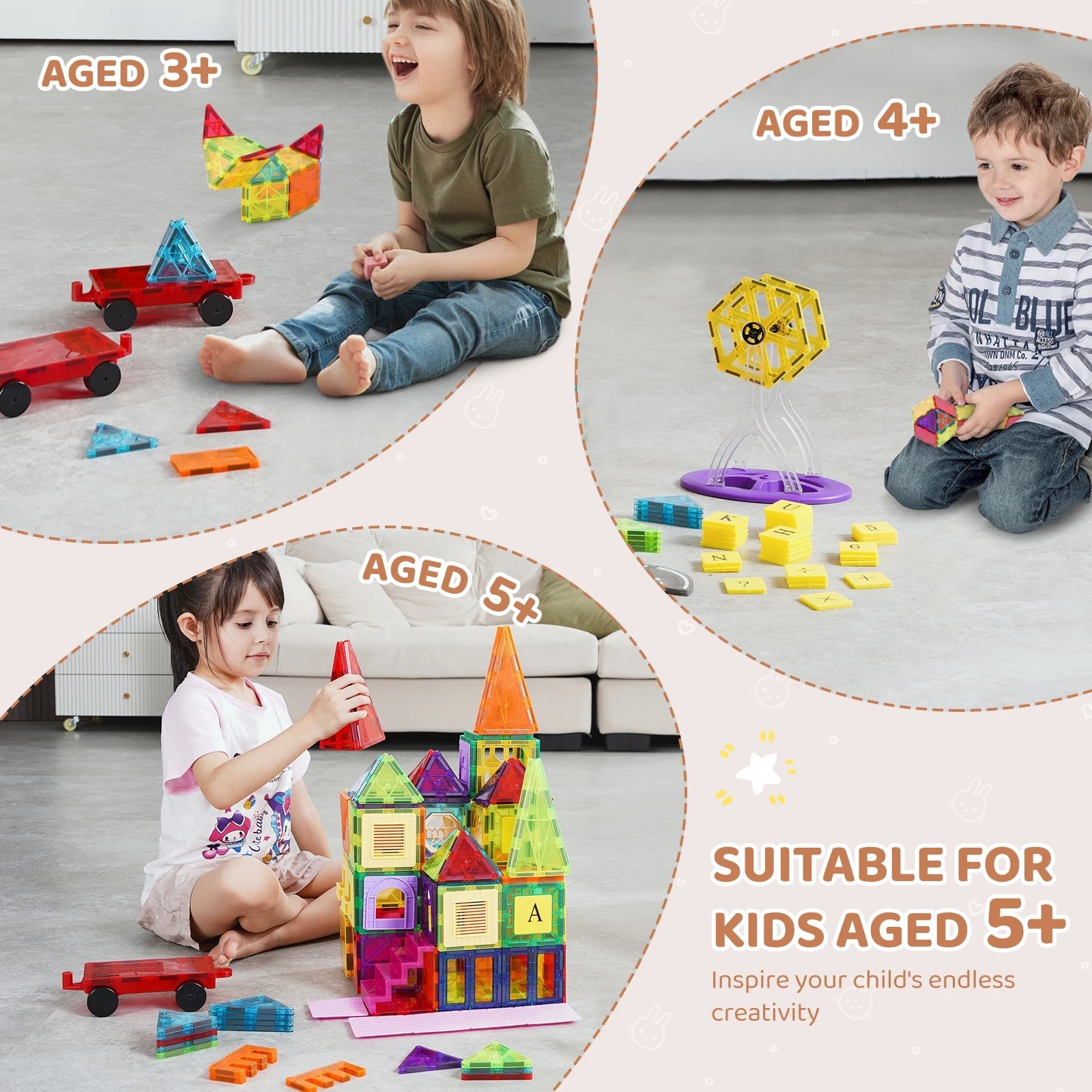 SucceBuy Magnetic Tiles Set - Educational Montessori Toys for Kids - silverfoxgoods