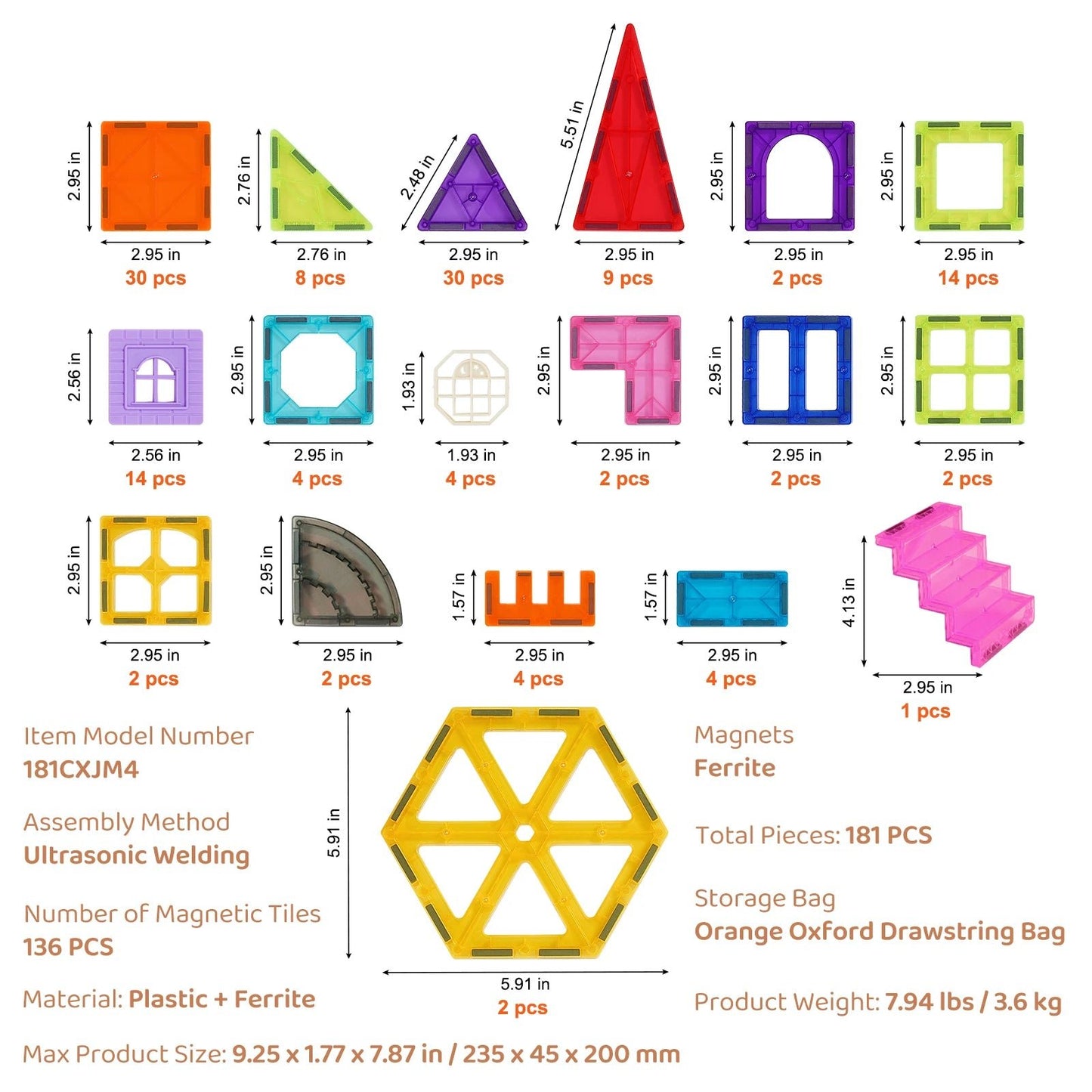 SucceBuy Magnetic Tiles Set - Educational Montessori Toys for Kids - silverfoxgoods