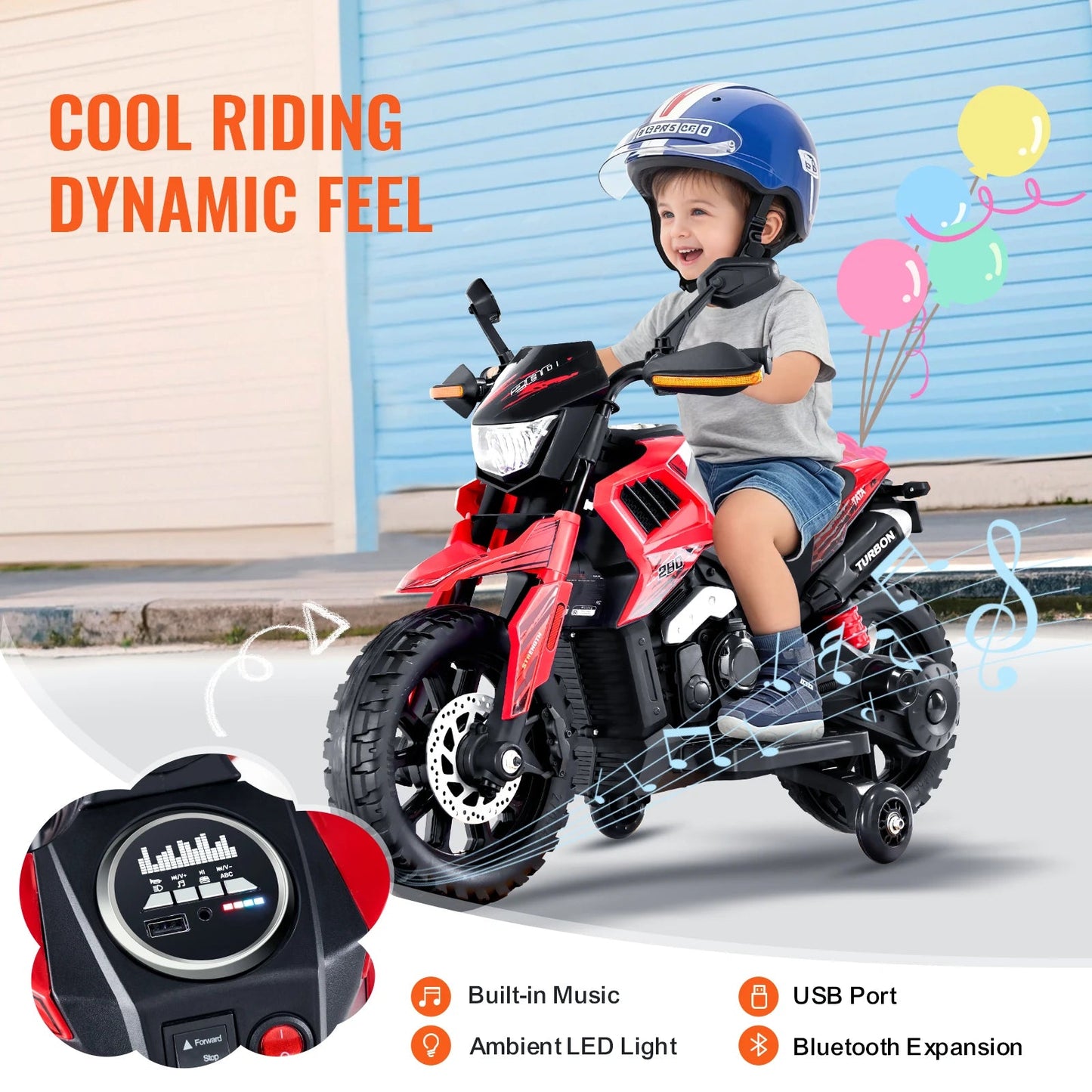 SucceBuy 6/12V Kids Electric Ride-On Motorcycle – Bluetooth, Music & Headlight - silverfoxgoods