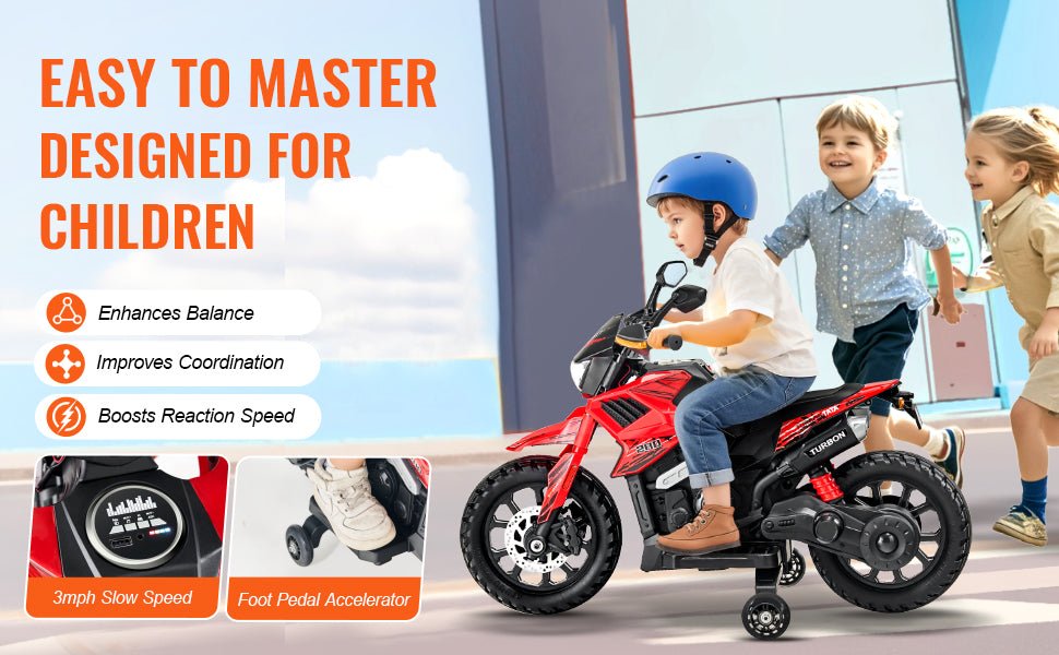 SucceBuy 6/12V Kids Electric Ride-On Motorcycle – Bluetooth, Music & Headlight - silverfoxgoods