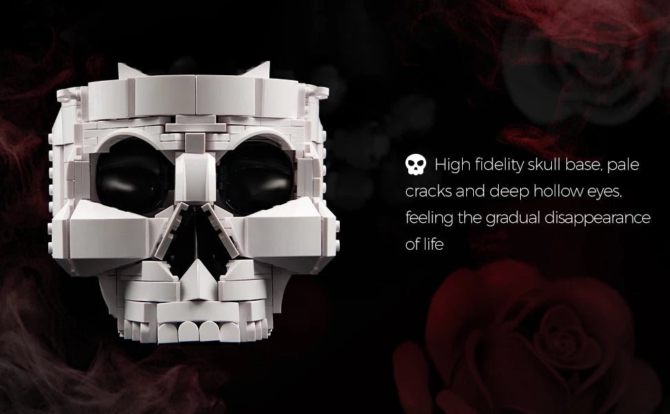 Gothic Skull Flowers Building Blocks Set - Halloween Decor & Gifts - silverfoxgoods