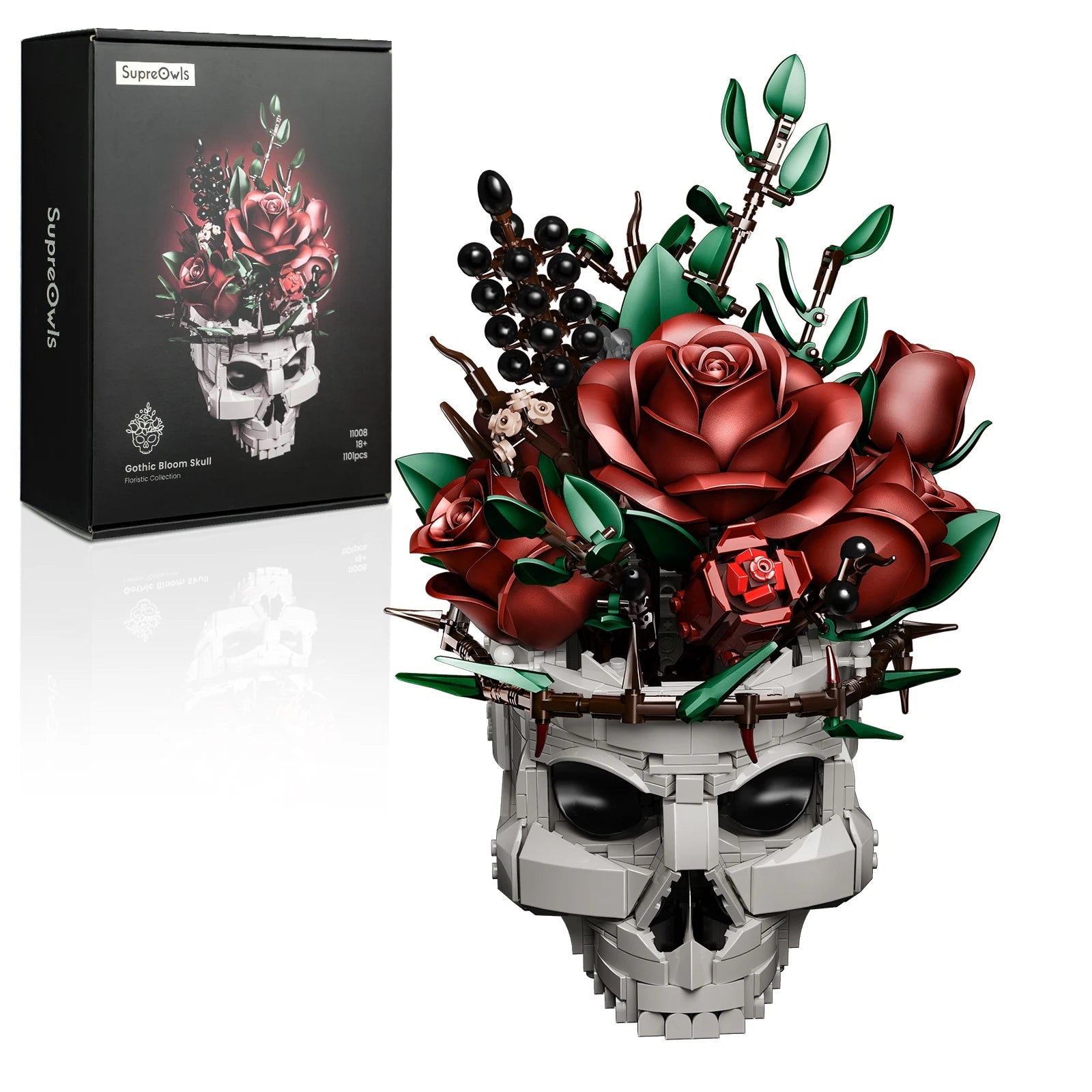 Gothic Skull Flowers Building Blocks Set - Halloween Decor & Gifts - silverfoxgoods