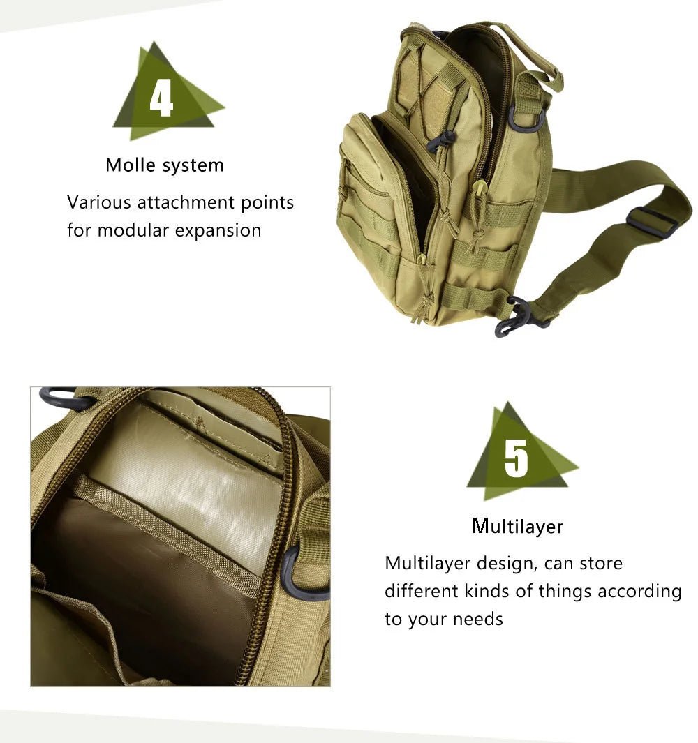 Tactical Shoulder Backpack Rover EDC Outdoor CCW Sling Bag Waterproof Hiking Camping Pack Concealed Range Bag Hunting Daypack - silverfoxgoods