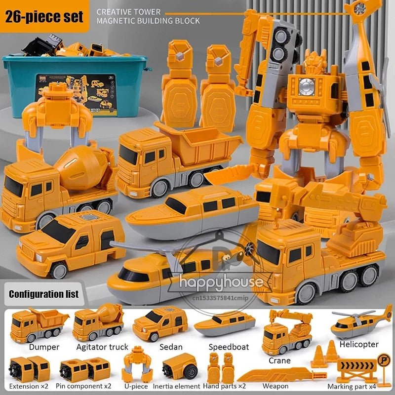 Transforming Robot Car Toy - Magnetic Blocks for Kids - silverfoxgoods