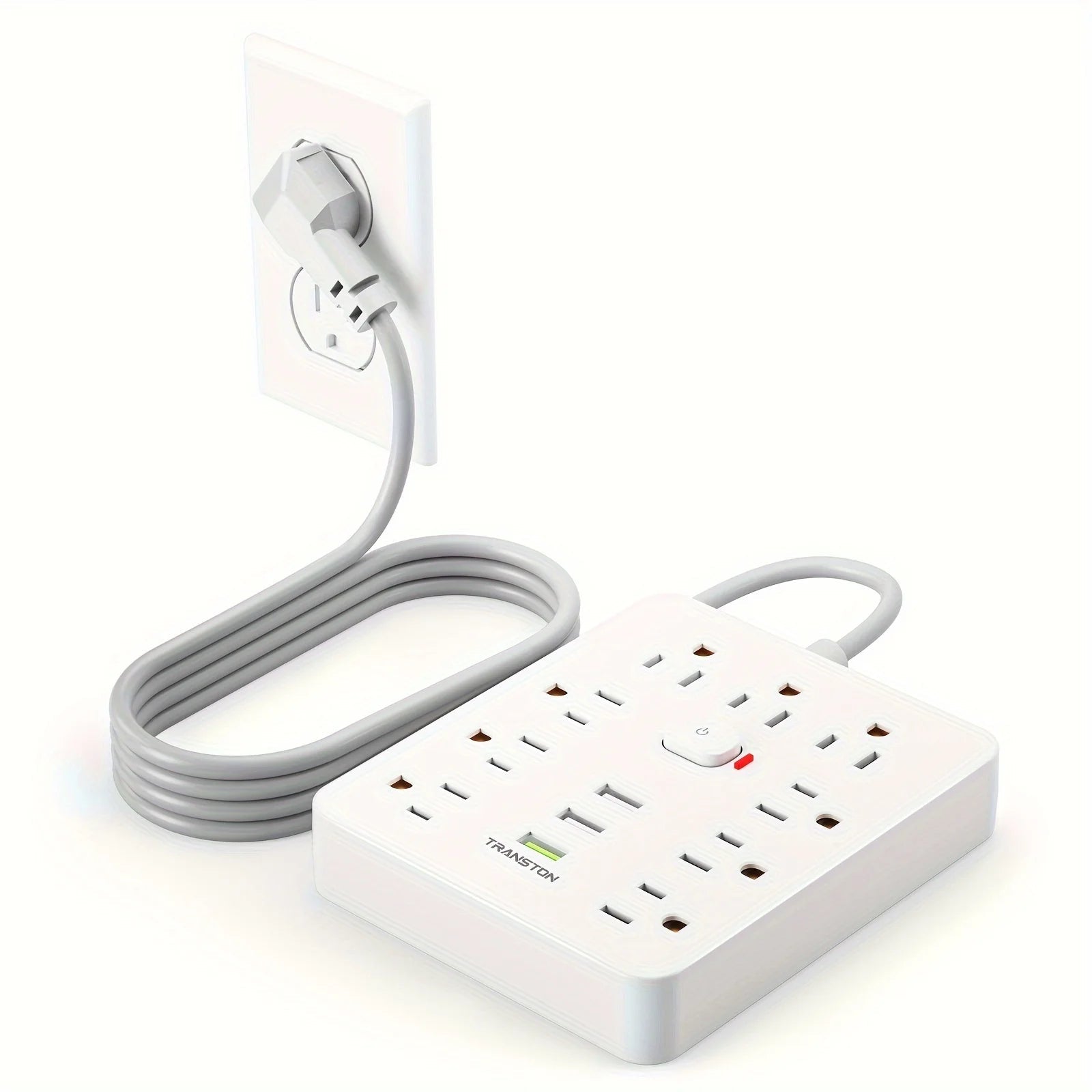 TRANSTON Power strip with Surge Protector, 9 power strip 3 USB Ports,5ft Extension Cord, Quick Charge, For Home and Off - silverfoxgoods