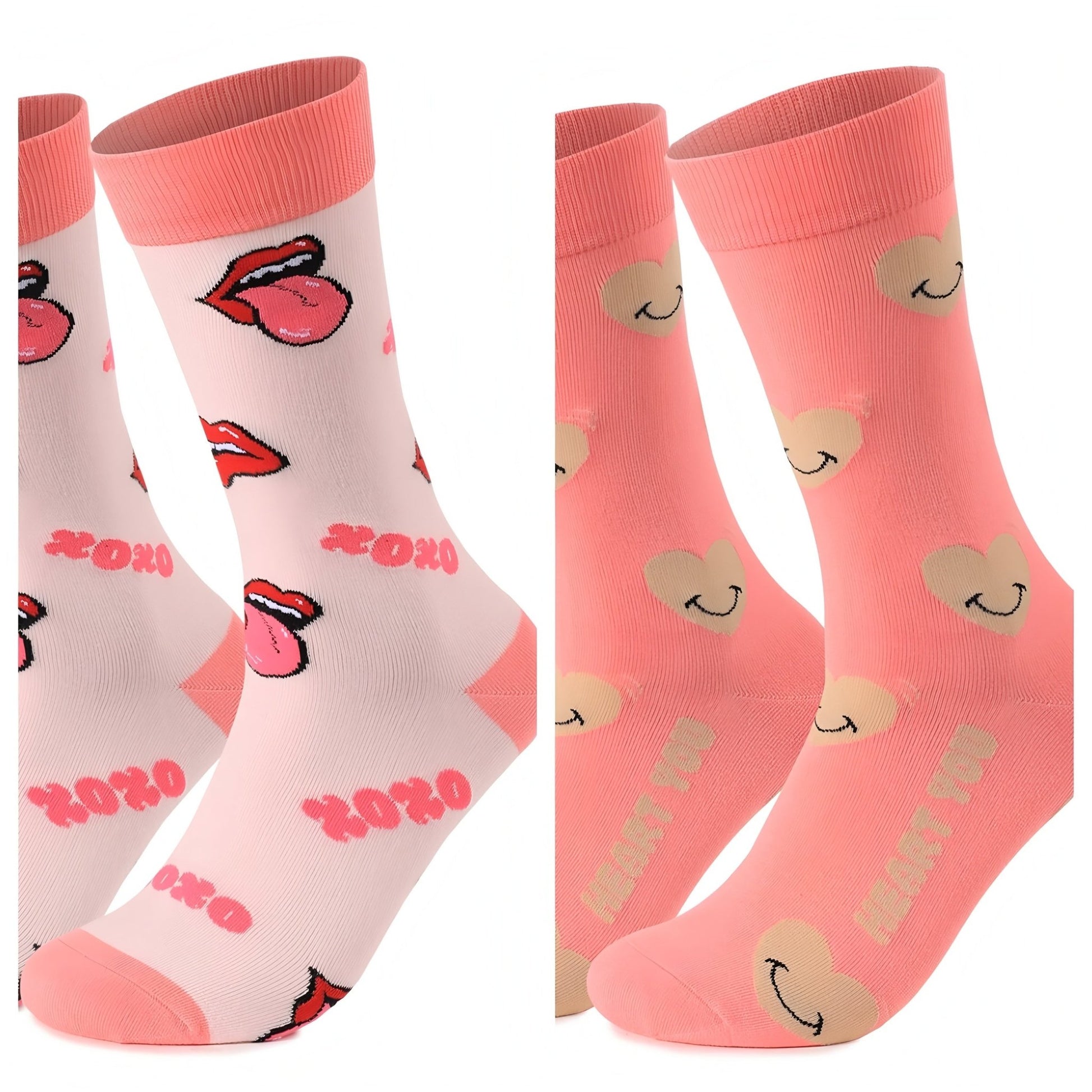 Trending Valentine's Day Gift Item 2 Pairs Of Mid - Calf Cotton Socks For Couples Unisex Soft And Cozy Design - silverfoxgoods