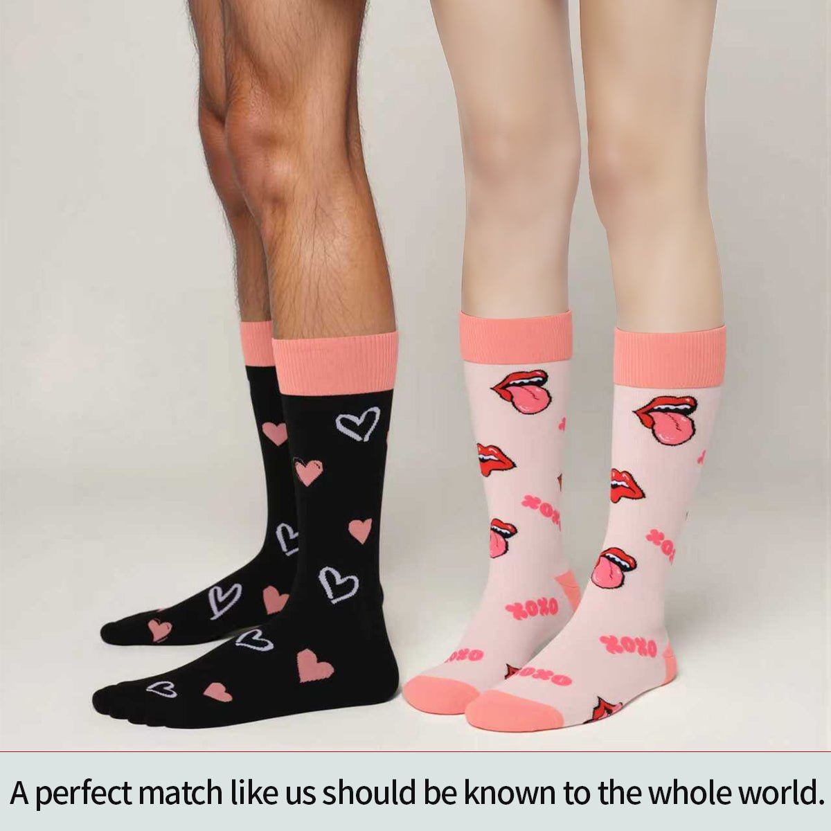 Trending Valentine's Day Gift Item 2 Pairs Of Mid - Calf Cotton Socks For Couples Unisex Soft And Cozy Design - silverfoxgoods