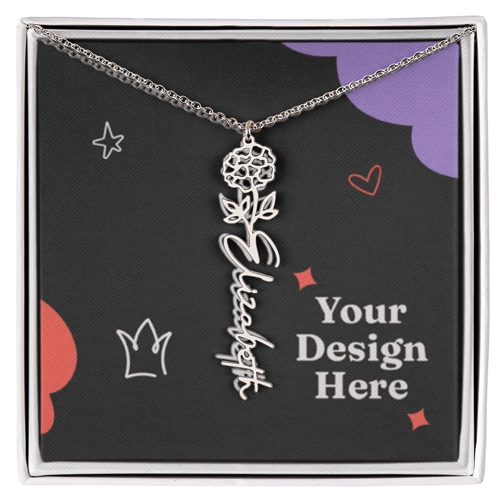 Unique Birth Flower Name Necklace - silverfoxgoods