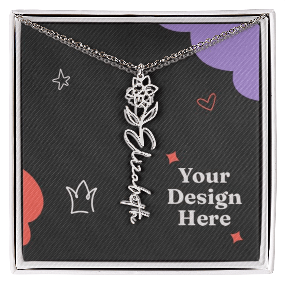Unique Birth Flower Name Necklace - silverfoxgoods