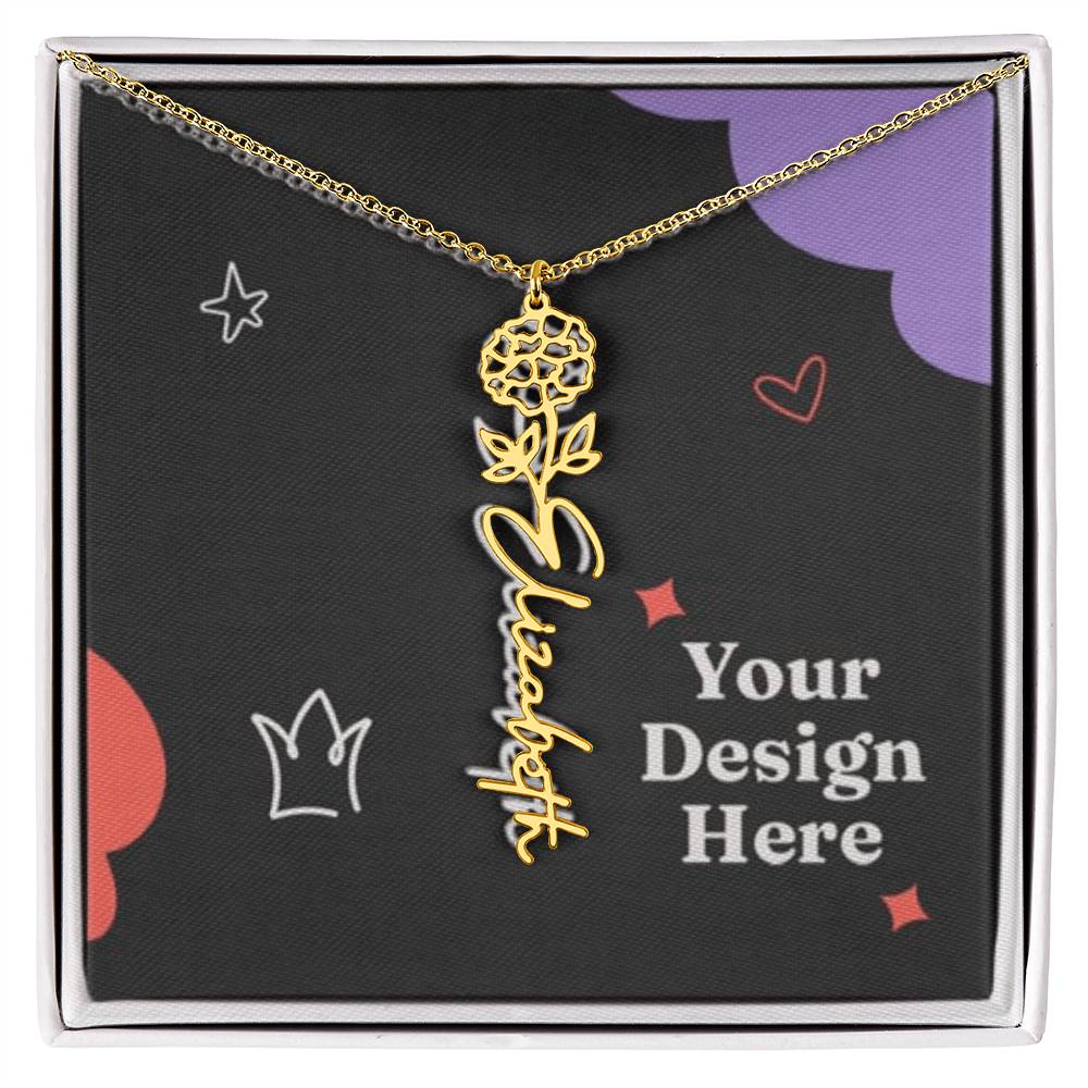 Unique Birth Flower Name Necklace - silverfoxgoods