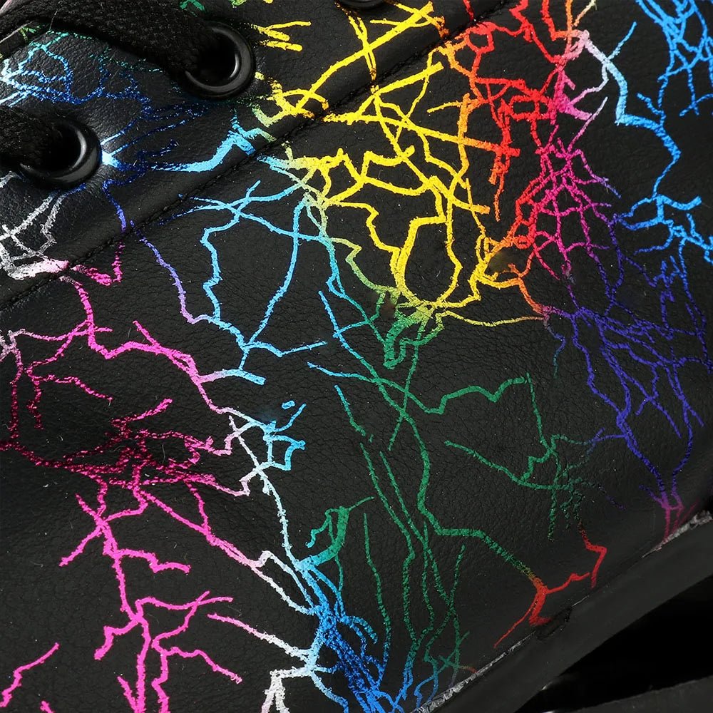 Unisex PU leather zebra print roller skates with flash quad wheels