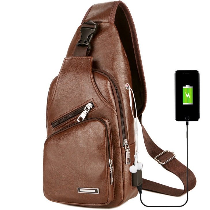 USB Portable Charging Chest Bag Messenger Bag - silverfoxgoods