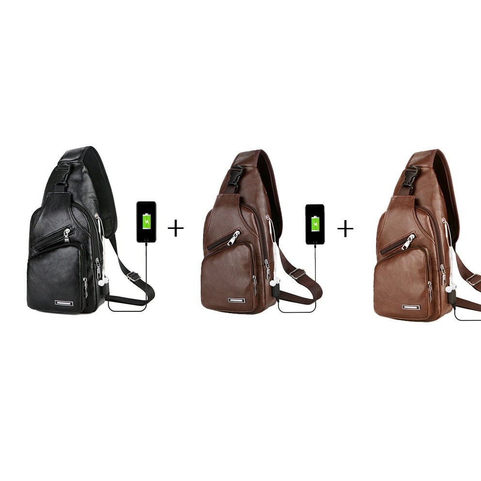 USB Portable Charging Chest Bag Messenger Bag - silverfoxgoods