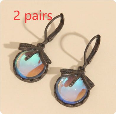 Dragonfly Moonstone Drop Earrings in Gold Metal for Women - silverfoxgoods