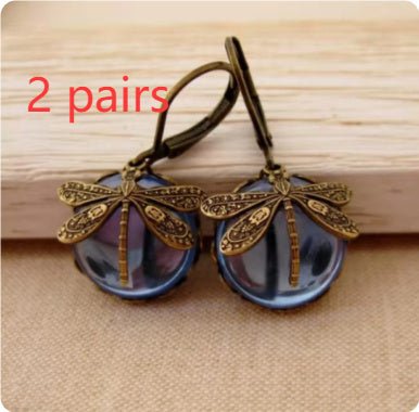 Dragonfly Moonstone Drop Earrings in Gold Metal for Women - silverfoxgoods