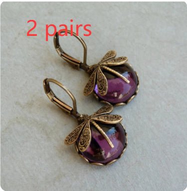 Dragonfly Moonstone Drop Earrings in Gold Metal for Women - silverfoxgoods