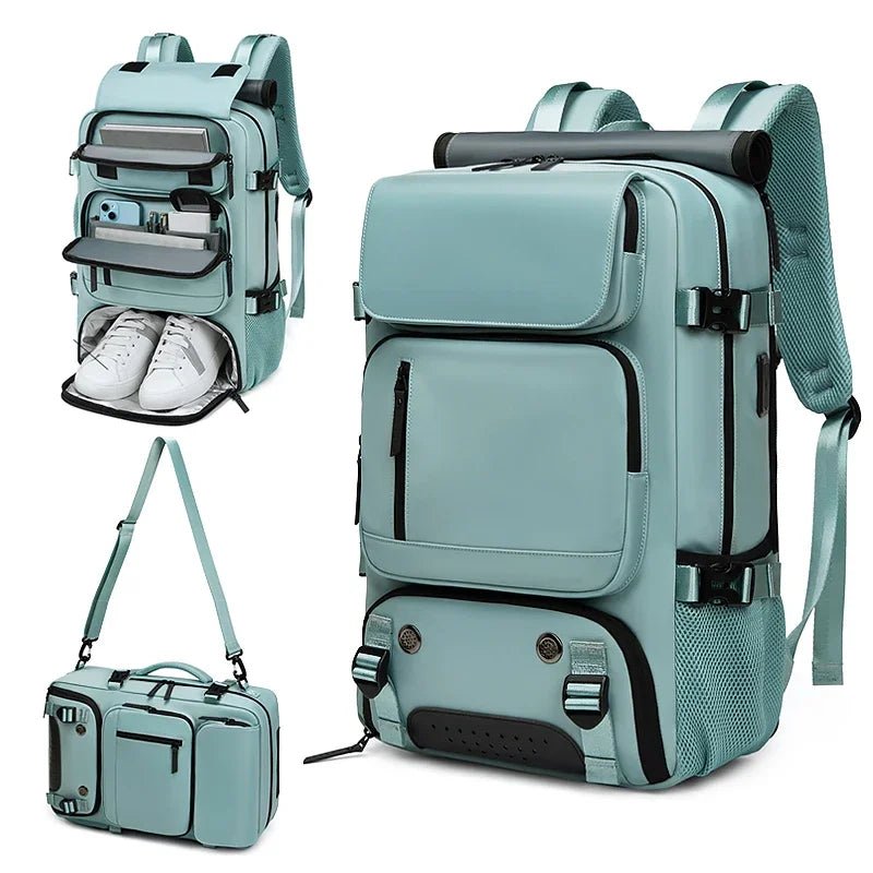 Waterproof 16" Laptop Backpack with Shoe Bag & USB Port - silverfoxgoods