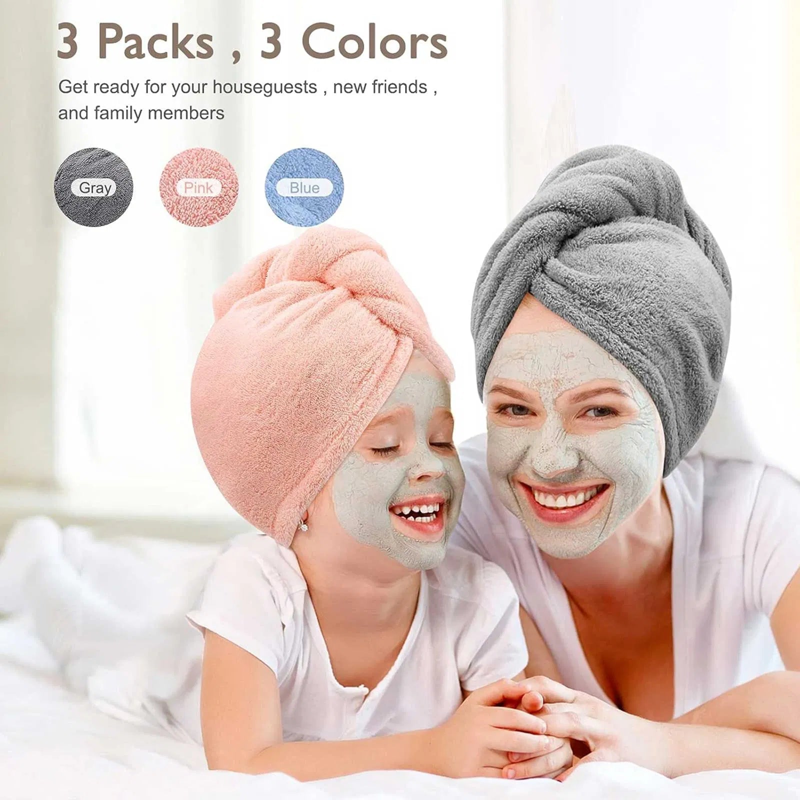 Women’s 3-Pack Microfiber Hair Towel Wrap | Silver Fox Goods