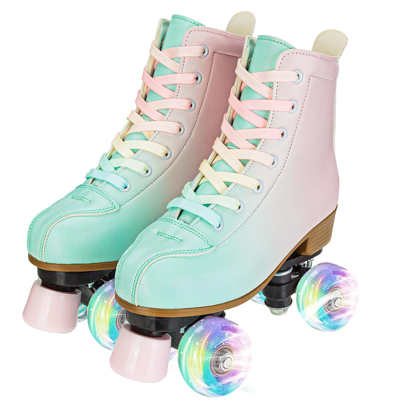 Women Double Row Roller Skates PU Leather Roller Skates Skating Shoes Inline 4 Wheels Sneakers Outdoor Children's Skate Shoes - silverfoxgoods
