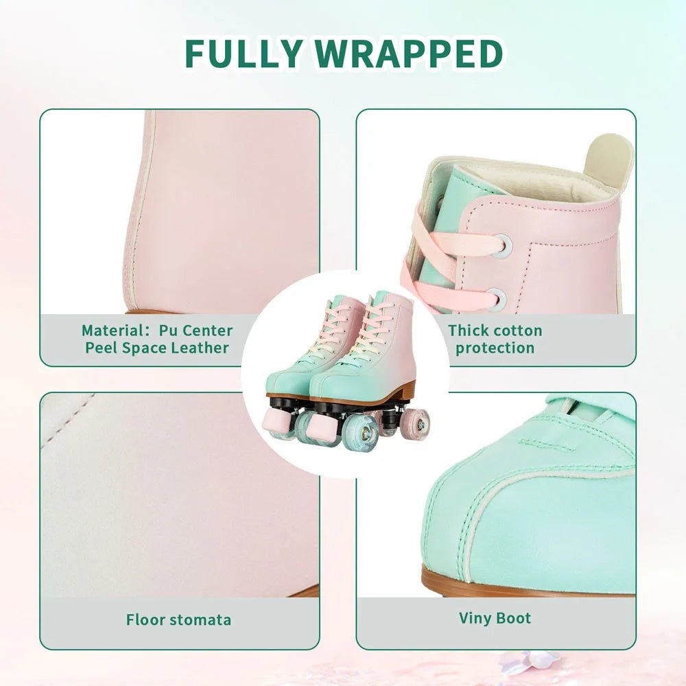 Women Double Row Roller Skates PU Leather Roller Skates Skating Shoes Inline 4 Wheels Sneakers Outdoor Children's Skate Shoes - silverfoxgoods