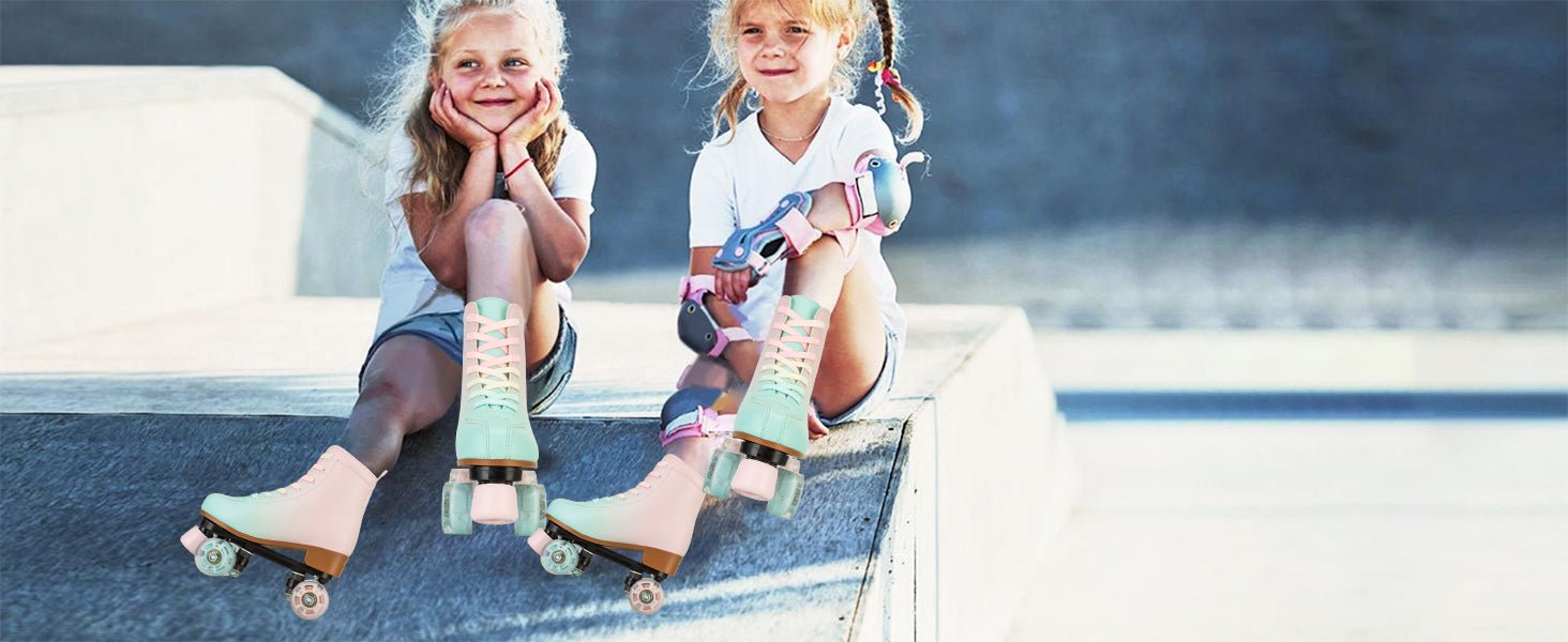 Women Double Row Roller Skates PU Leather Roller Skates Skating Shoes Inline 4 Wheels Sneakers Outdoor Children's Skate Shoes - silverfoxgoods