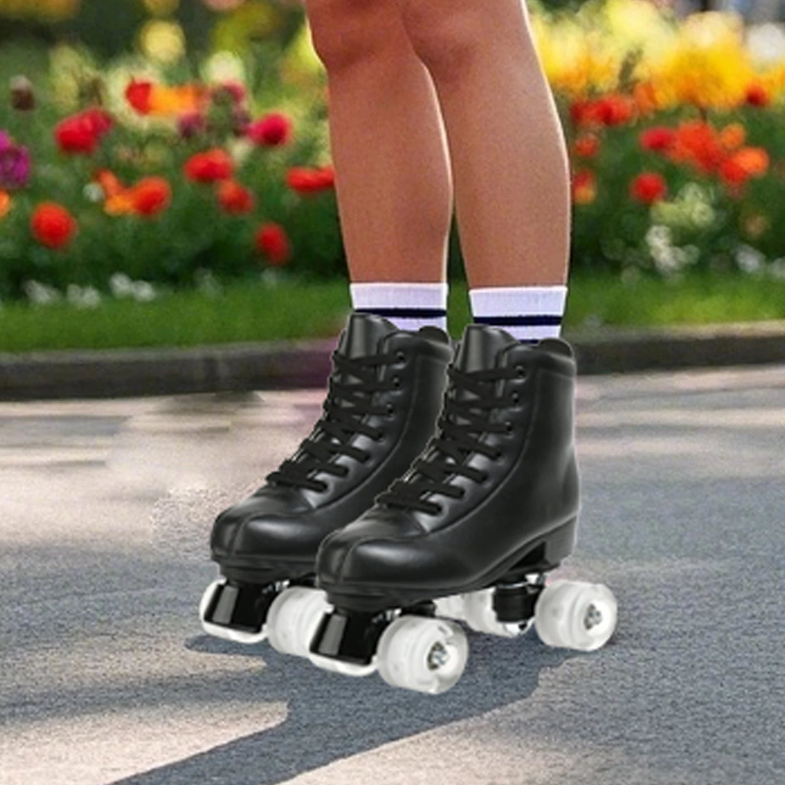 YYW Flashing Quad Roller Skates for Adults - Outdoor Skating Sneakers - silverfoxgoods