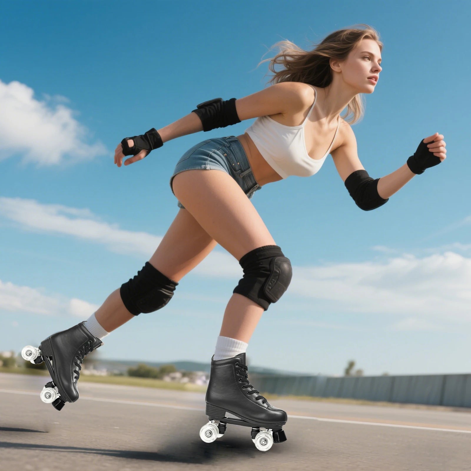 YYW Flashing Quad Roller Skates for Adults - Outdoor Skating Sneakers - silverfoxgoods