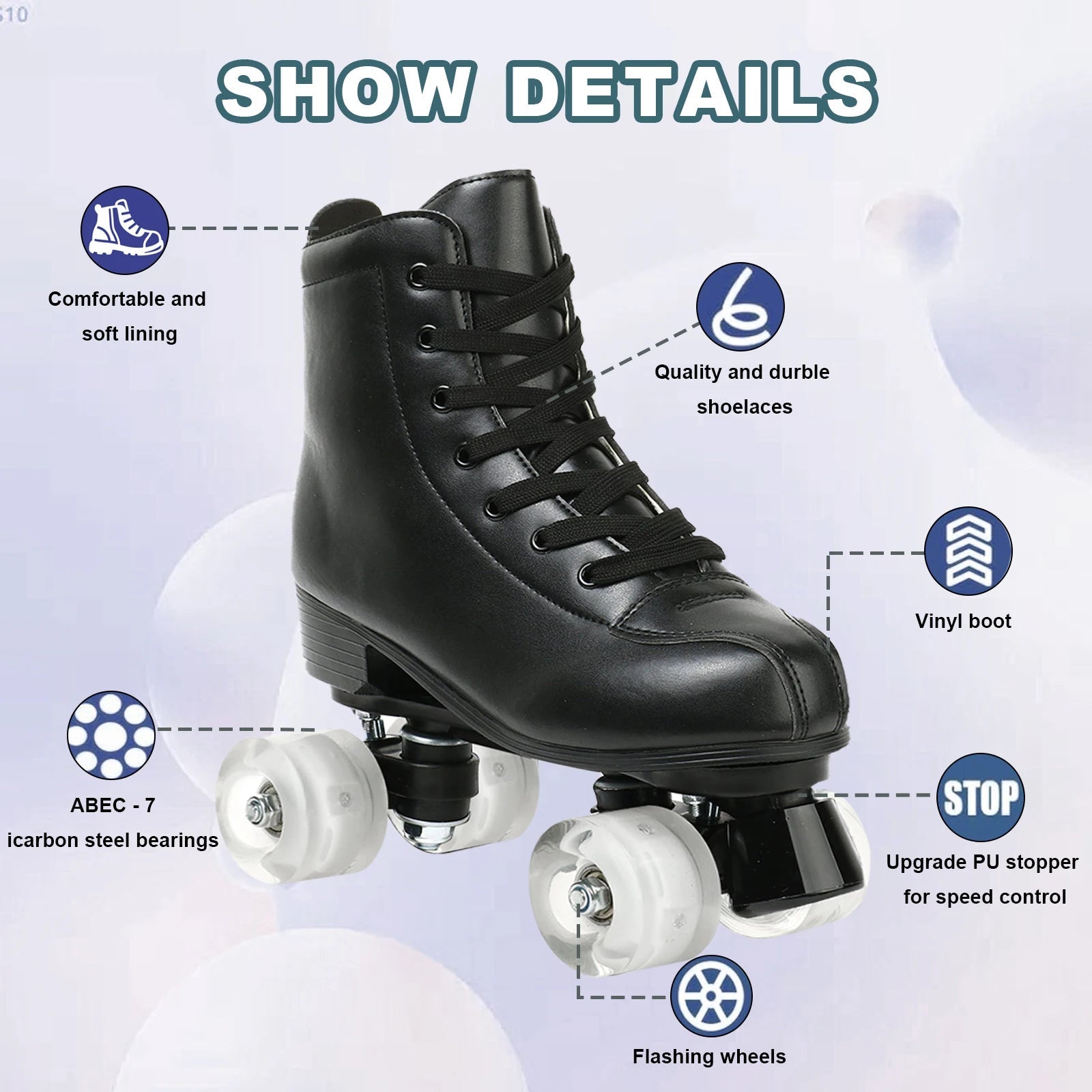 YYW Flashing Quad Roller Skates for Adults - Outdoor Skating Sneakers - silverfoxgoods